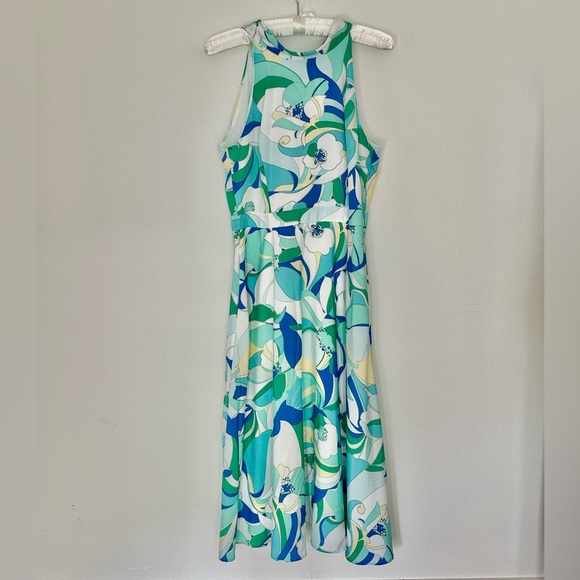 Tahari ASL Dresses & Skirts - Tahari Halter Tie  Pucci-Style Midi Dress Green Blue Sz 12
